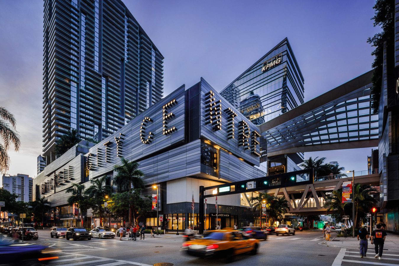 the open-air retail levels and climate ribbon at Brickell City Centre